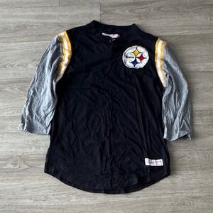 Mitchell & Ness Black and Gray Long Sleeve Shirt